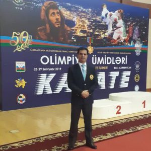 خمام - قضاوت علیرضا نوروزی در رقابت‌های انتخابی کاراته امیدهای المپیک جمهوری آذربایجان