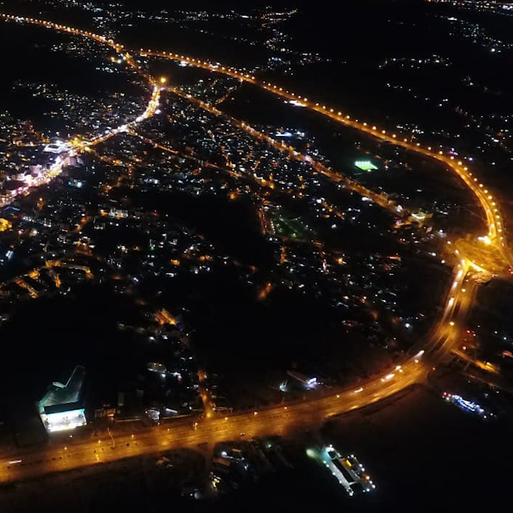 تصاویر هوایی از شهر خمام در شب