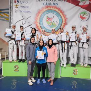 خمام - ۹ مدال رنگارنگ دختران نونهال خمام در مسابقات تکواندوی استانی